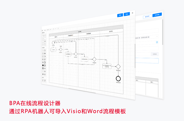 BPA在线流程设计器，通过RPA机器人可导入Visio和Word流程模板